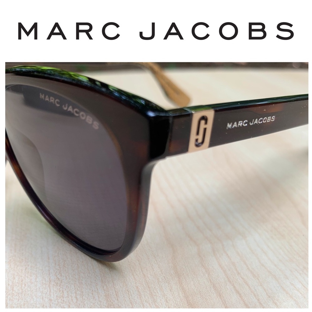 MARC JACOBS sunglasses Havana tortoiseshell oval grey-blue lenses NEW with case